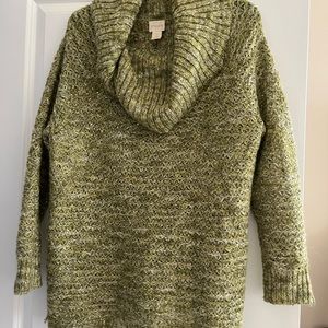 Beautiful green cowl neck sweater by Chicos.